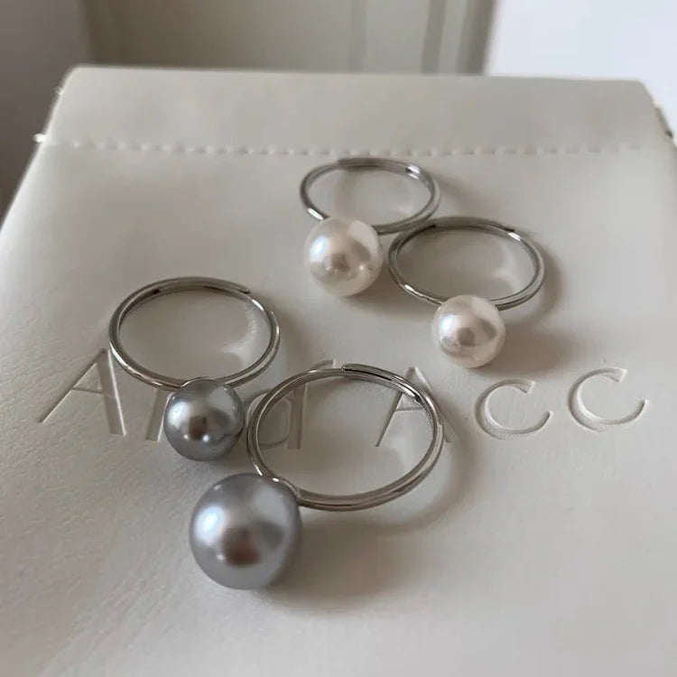 Fine jewelry sterling silver pearl ring, adjustable and classic, perfect gift for her.