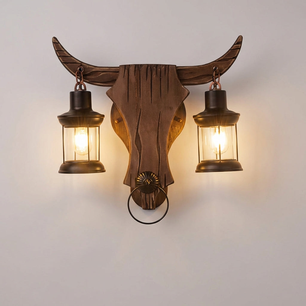 Antiquorix double lantern wall sconce with LED lighting, perfect for decorative and energy-efficient home decor.