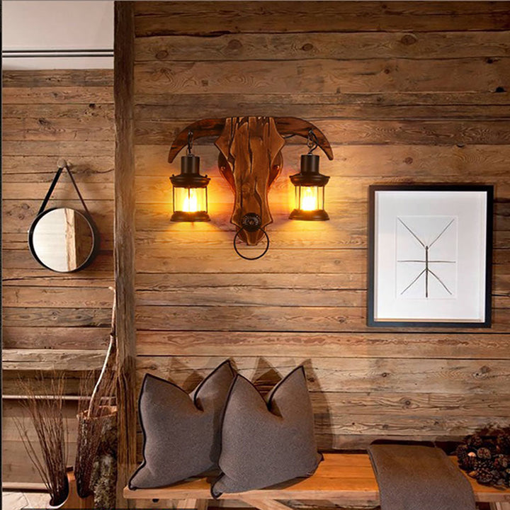 Elegant Antiquorix double lantern wall sconce, a decorative LED lighting solution for hallways and entryways.