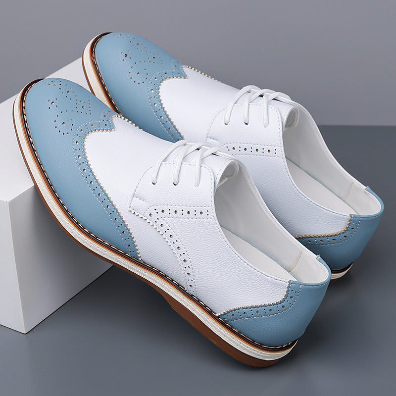 Elegant heel detail of men's brogue dress shoes. Sophisticated touch for formal office wear & special events.