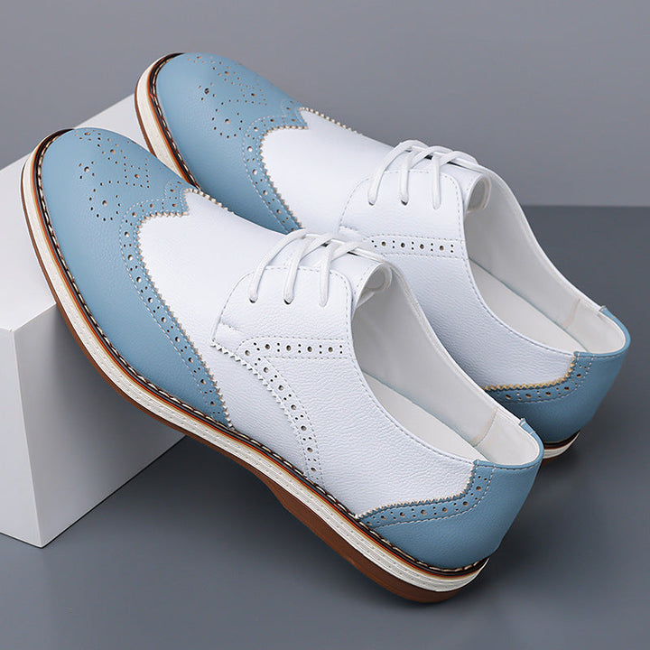 Elegant heel detail of men's brogue dress shoes. Sophisticated touch for formal office wear & special events.