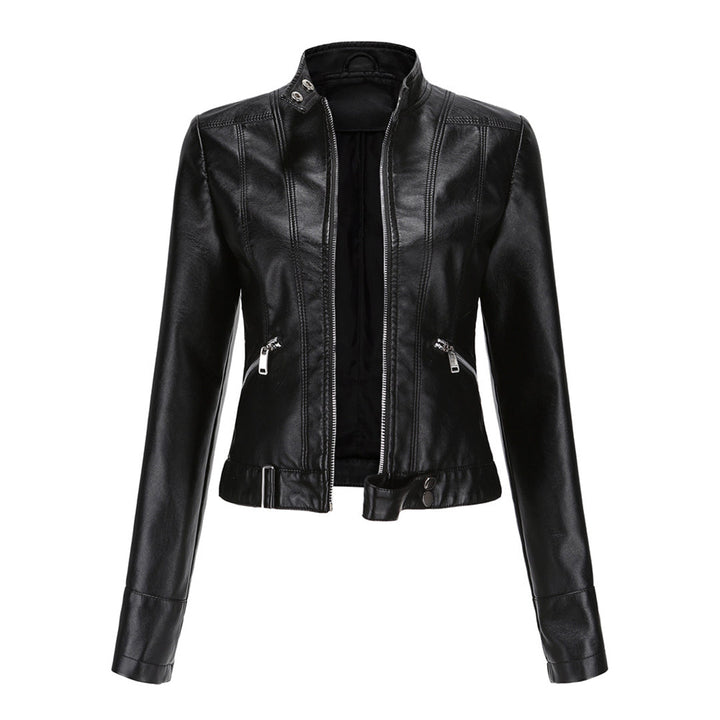 Chic women's leather jacket, classic style for everyday fashion. Versatile transitional outerwear.