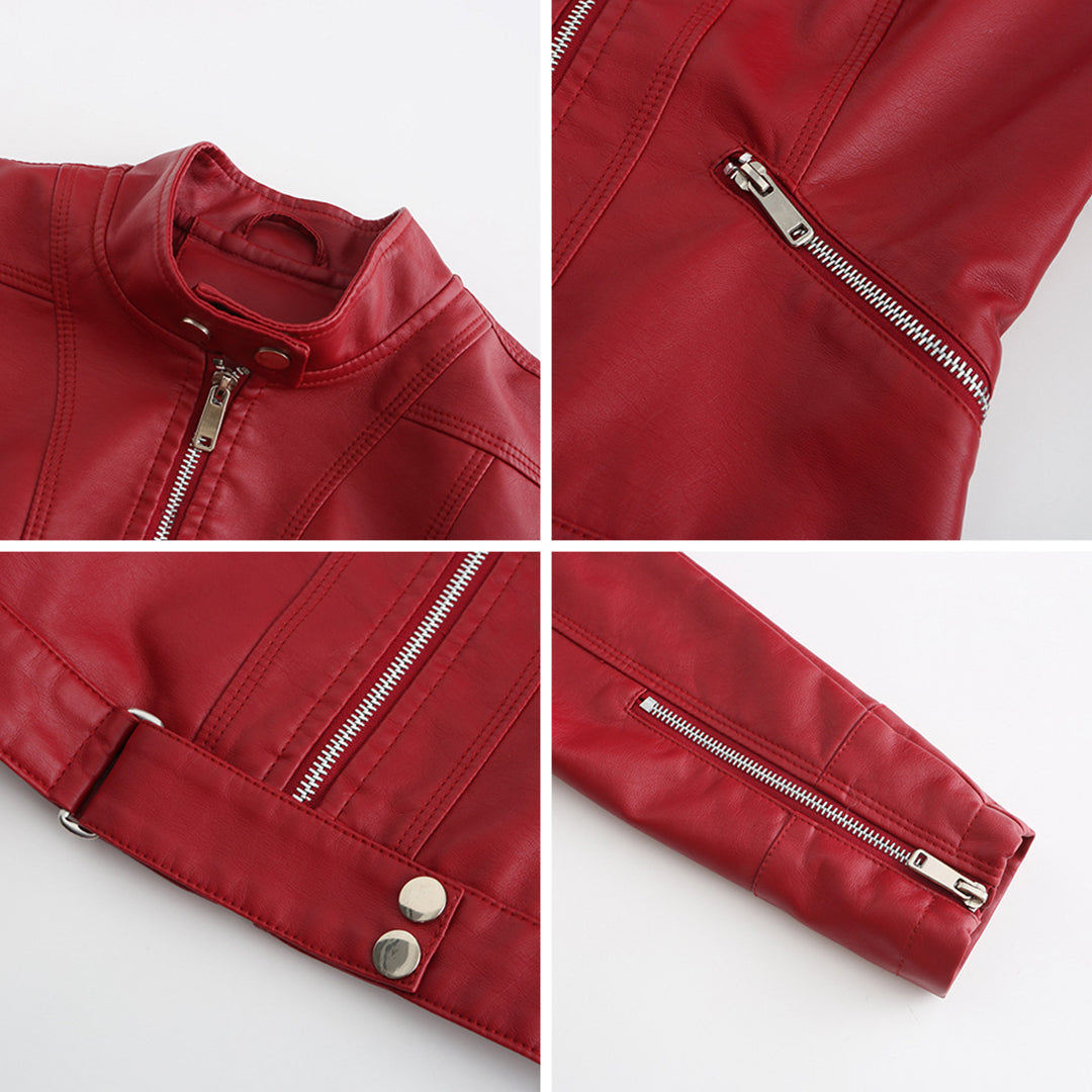 Women's chic leather jacket, classic style for everyday wear. Elegant & versatile outerwear.