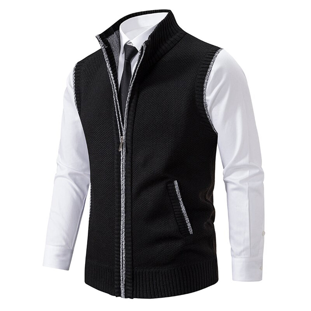 Classic black men's gilet vest, perfect for layering & smart-casual outfits.