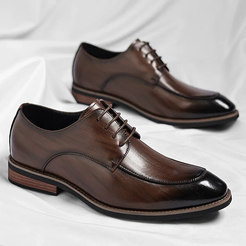 Elegant men's brown leather Oxford shoes, ideal for business meetings, formal events & smart casual fashion.