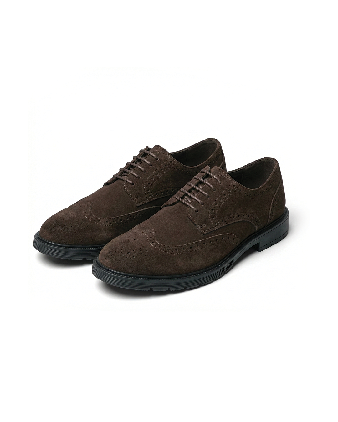 Classic black men's suede brogue shoes, perfect for formal events, office wear, or a smart casual look. Comfort footwear.
