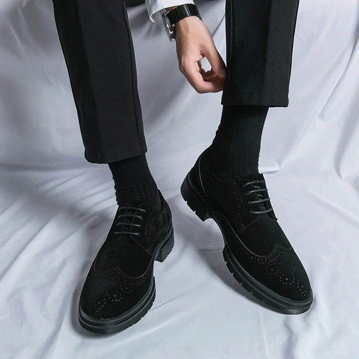 Fashionable men's brown suede brogues, combining the classic style of dress shoes with everyday comfort footwear.