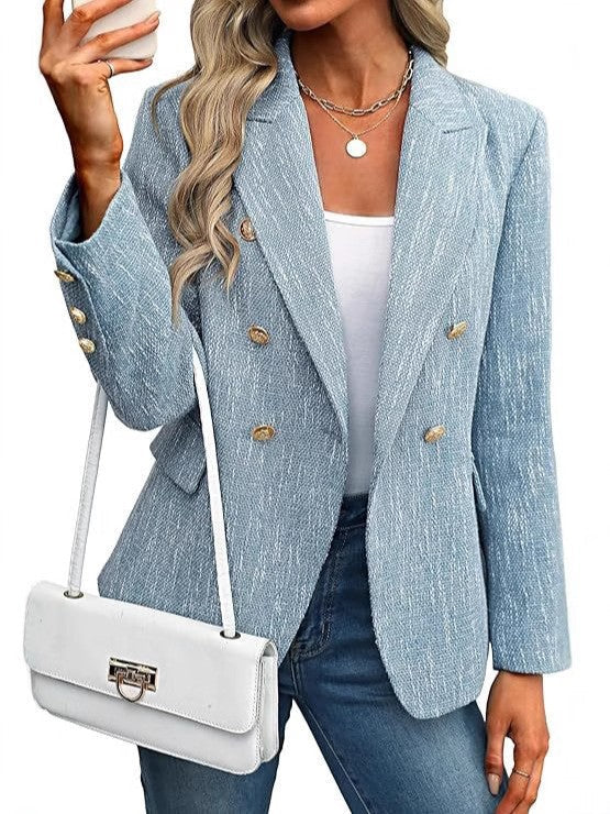 Structured women's blazer, double-breasted with gold buttons. Perfect for business meetings or smart events.