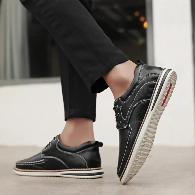 Black men's versatile moc oxfords, offering classic style & comfort for any occasion.