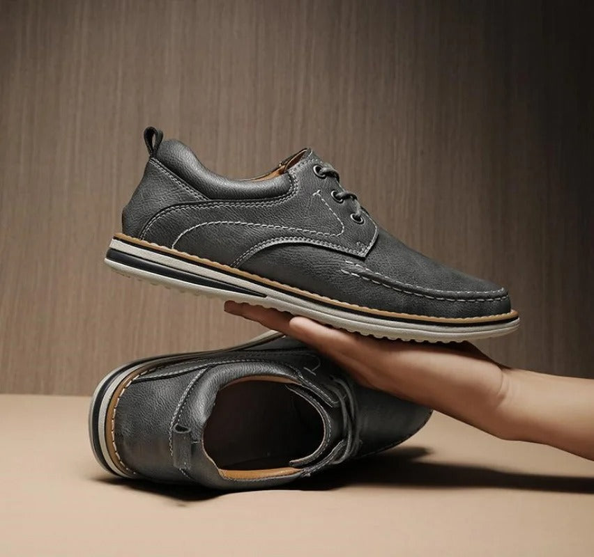 Men's brown moc oxfords, classic and comfortable versatile footwear for work or weekend.