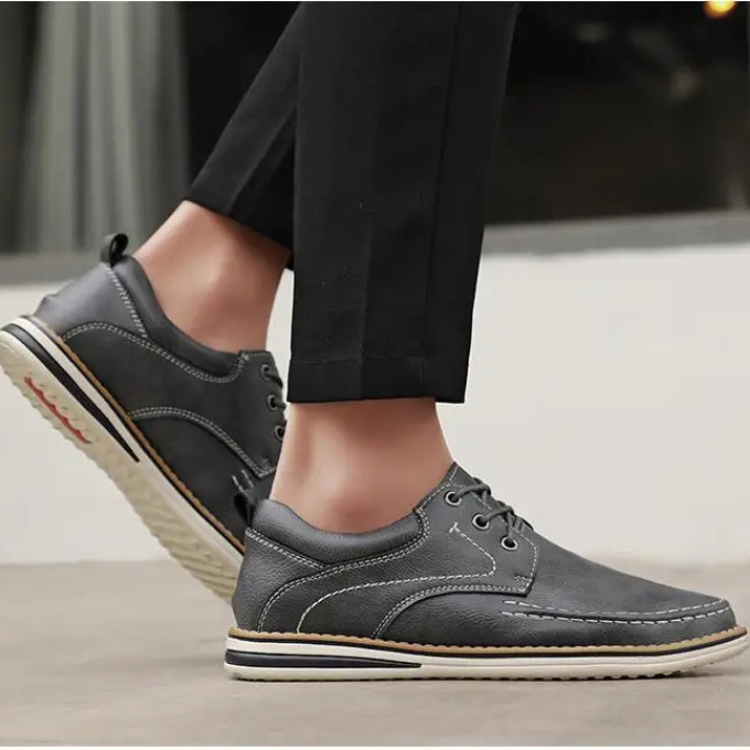 Black versatile men's moc toe oxfords, combining classic style with all-day comfort.