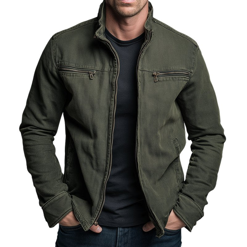 Stylish men's utility jacket with practical pockets, ideal for everyday comfort & spring fashion.