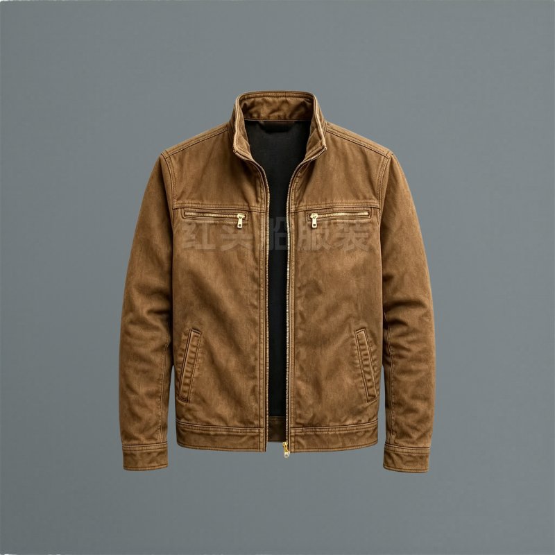 Close-up of durable fabric on a men's utility jacket, highlighting quality & comfort for stylish outerwear.