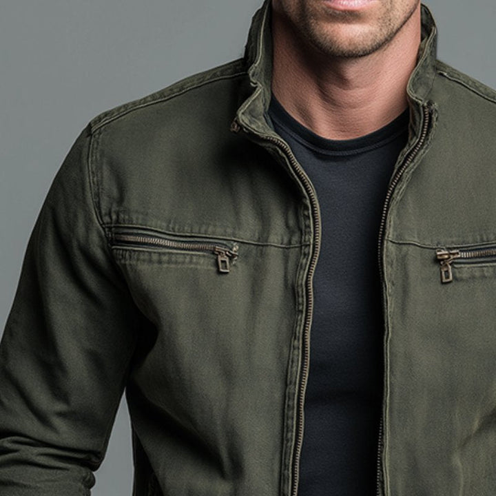 Versatile men's classic utility jacket, a must-have for everyday casual style & spring/fall layering.