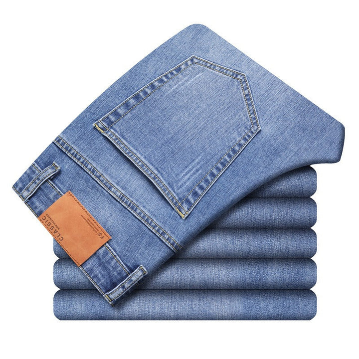 Lightwash classic fit men's jeans, perfect for comfortable everyday casual wear. Versatile and stylish denim pants.