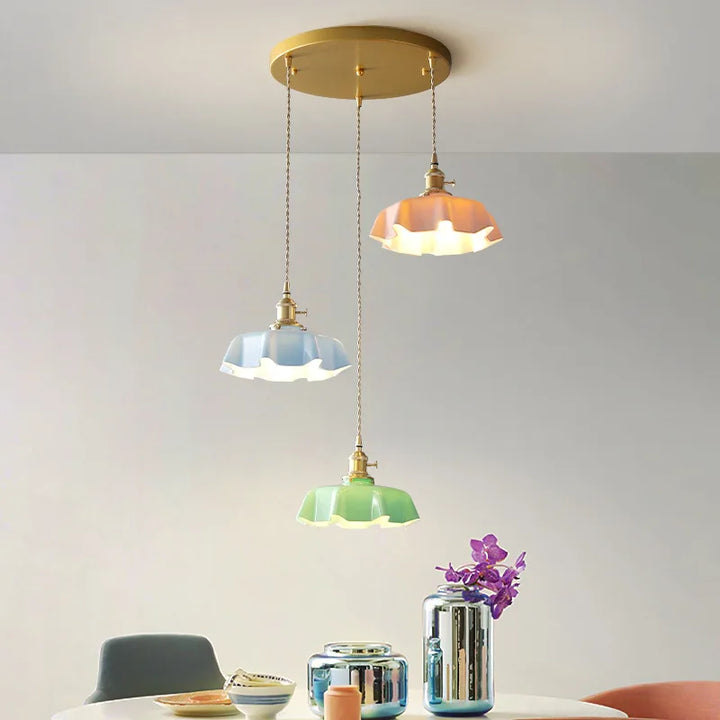 Classic French brass pendant light, offering warm ambiance and elegant home lighting for any room.