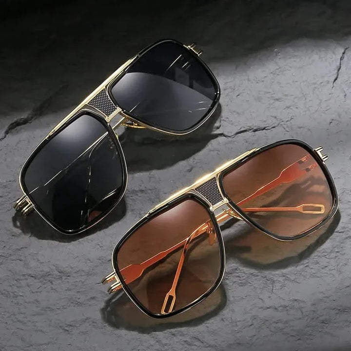 Classic gold aviator sunglasses for men & women, offering stylish eyewear protection & clear vision.
