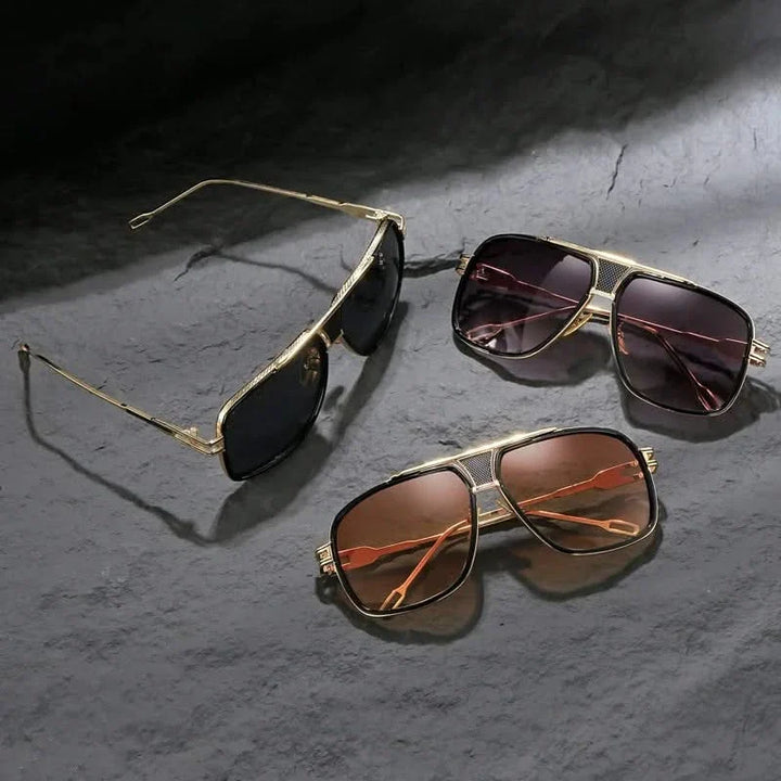 Unisex classic aviator sunglasses with gold frames, providing lightweight style & UV protection for all.