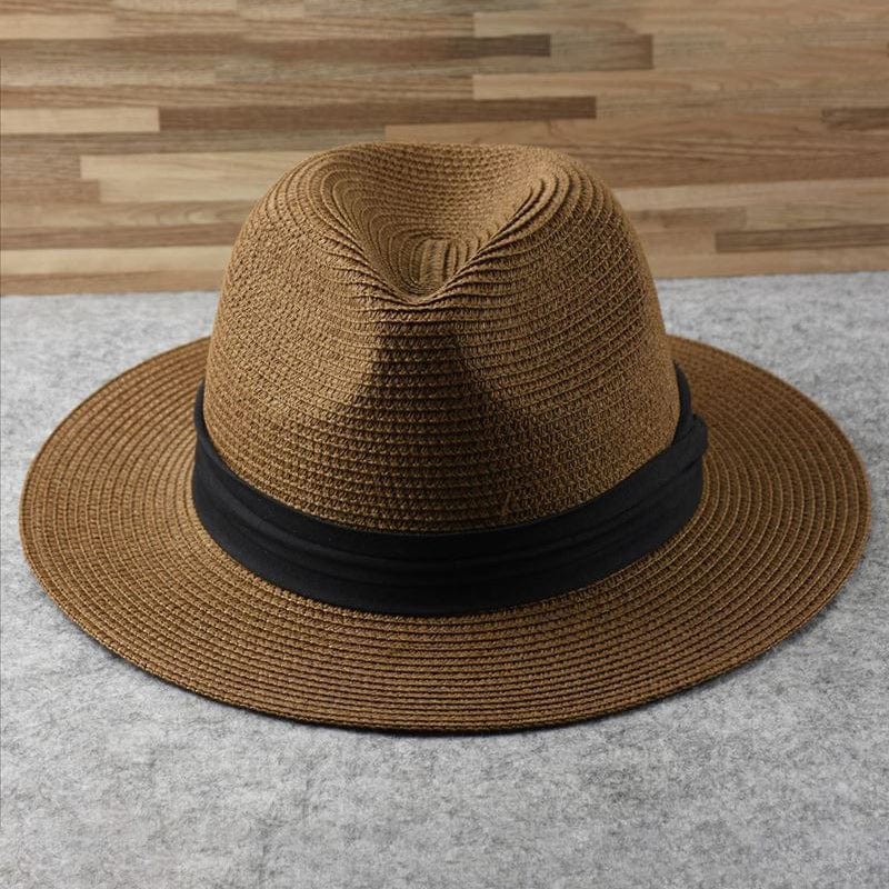 High-quality men's handmade Panama hat. Toquilla fiber, classic style, lightweight UV sun protection.