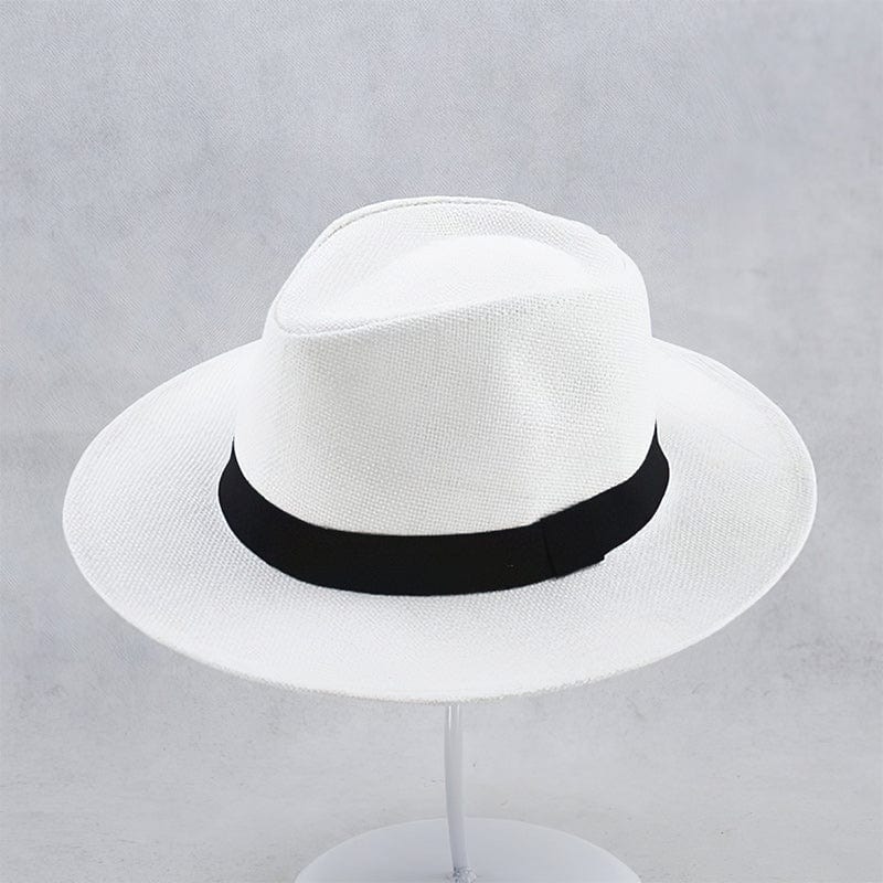 Men's sun hat: authentic handmade Panama, elegant Toquilla straw, classic style, lightweight beachwear.