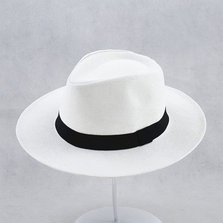 Men's sun hat: authentic handmade Panama, elegant Toquilla straw, classic style, lightweight beachwear.