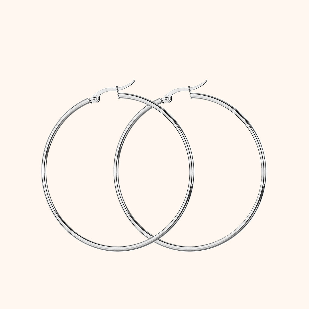 Classic large hoop earrings for women, sterling silver & gold plated, elegant and versatile.
