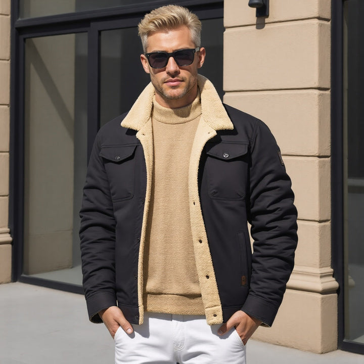 Comfortable & warm men's classic bomber jacket. Perfect for cold weather, stylish men's outerwear.