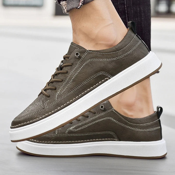 Comfortable brown leather men's shoes, classic design for everyday wear.