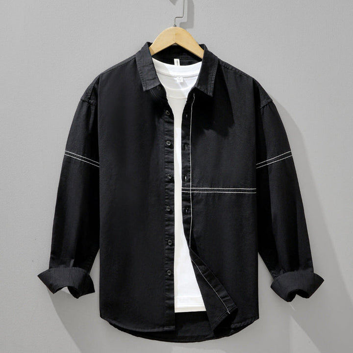 White men's classic button-down shirt, long sleeve, perfect for everyday wear and versatile fashion.