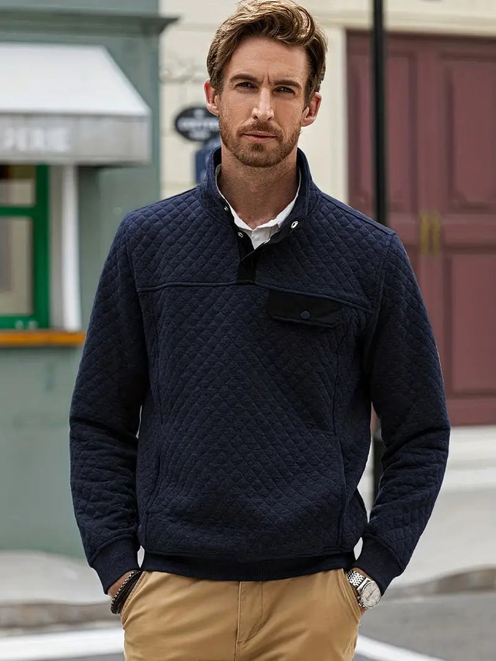 Classic men's comfortable crewneck sweater, perfect for versatile everyday wear & fall fashion.