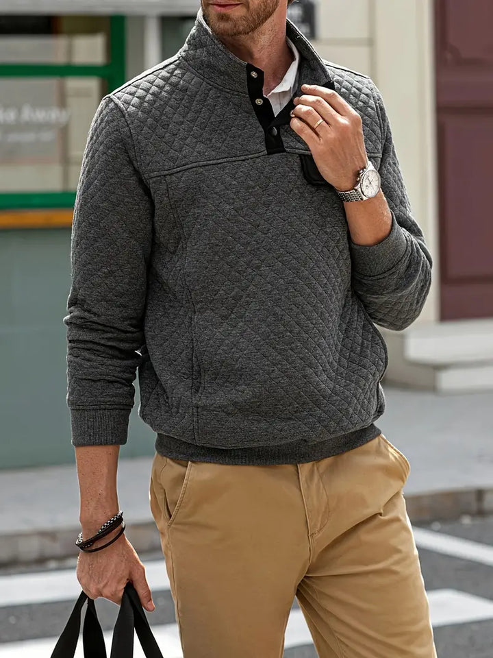 Soft & comfortable men's classic sweater, essential for cozy winter apparel & stylish fall outfits.