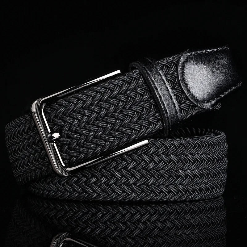 Stylish multi-color men's braided belt, a durable and classic waist accessory for everyday.
