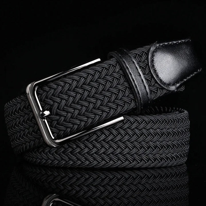 Stylish multi-color men's braided belt, a durable and classic waist accessory for everyday.