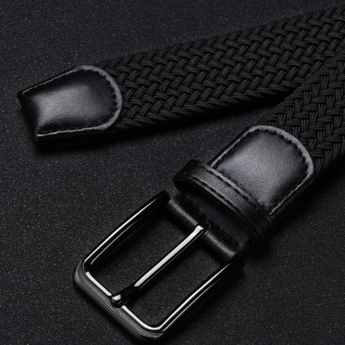 Multi-color men's braided belt, a stylish and durable waist accessory for casual everyday outfits.