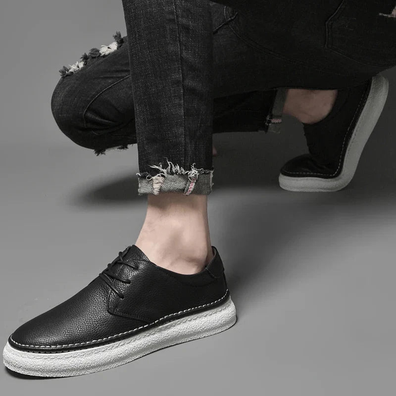Stylish white genuine leather oxford shoes for men, perfect for formal or unique casual styles.