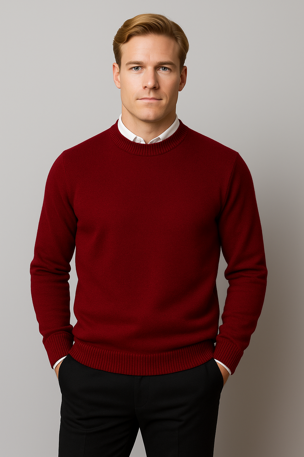 Everyday men's long sleeve crew neck knit sweater, classic design, comfortable and versatile for winter fashion.