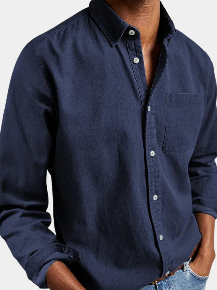 Classic men's long sleeve button-up shirt, a versatile everyday top for casual wear.