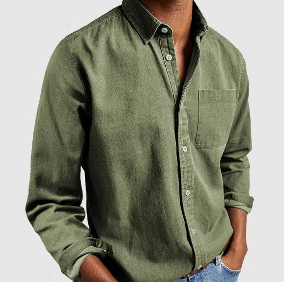 Everyday men's classic long sleeve button-up shirt, ideal for casual wear & men's fashion.