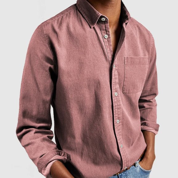 Versatile men's long sleeve button-up shirt, ideal for layering, casual outings, or everyday wear.
