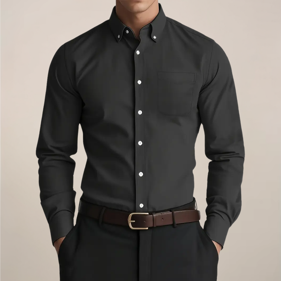 Classic men's long sleeve button-up shirt, a versatile wardrobe essential for men's office or casual style.