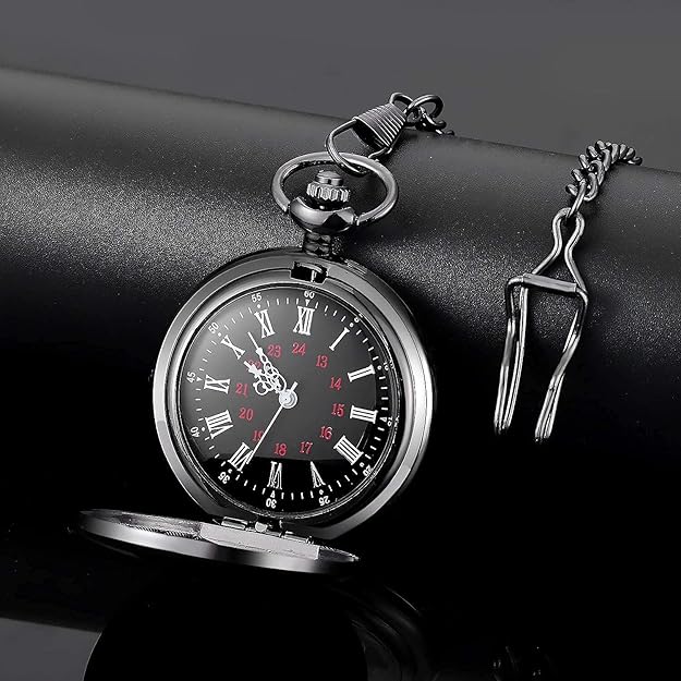 Vintage Style Quartz Movement Pocket Watch for Men, classic Roman numeral display.
