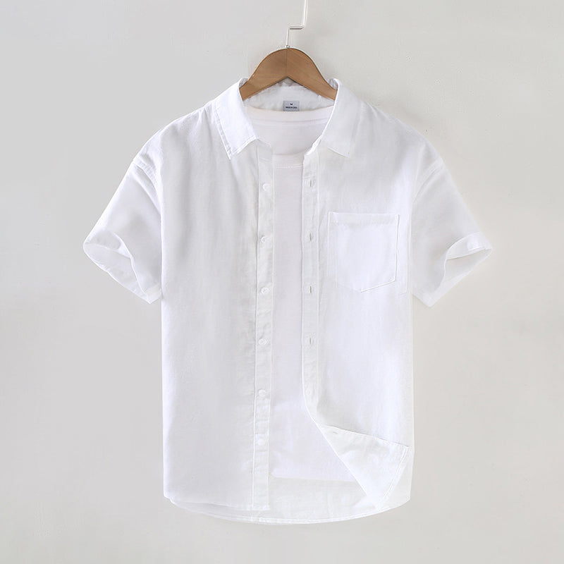 Stylish men's classic short sleeve button-up shirt. Ideal breathable top for everyday casual and summer fashion.