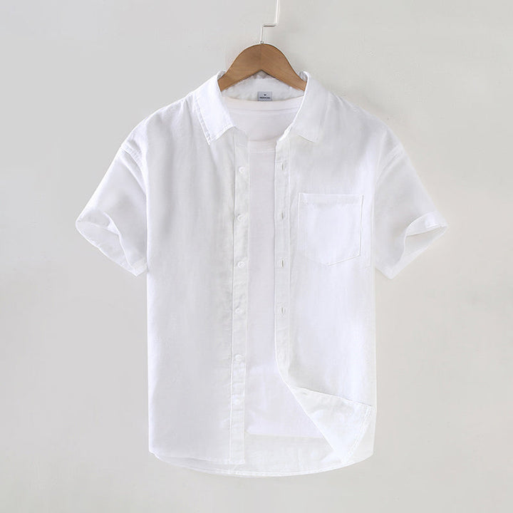 Stylish men's classic short sleeve button-up shirt. Ideal breathable top for everyday casual and summer fashion.