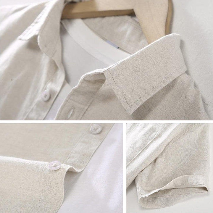 Men's classic short sleeve button-up shirt. Casual summer top, lightweight and breathable for everyday wear.