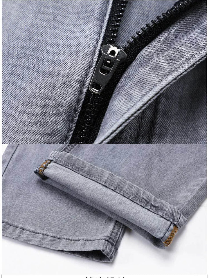 Dark wash men's straight fit stretch denim jeans, offering ultimate comfort and a classic look for any occasion.