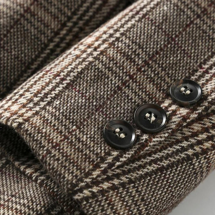 Men's tailored plaid blazer jacket. A formal & business-ready piece for classic men's fashion.