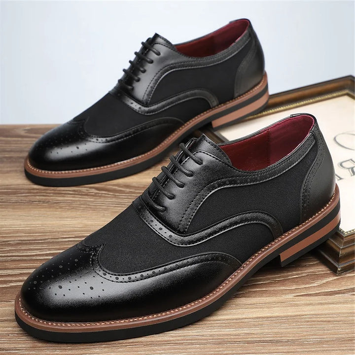 Versatile men's two-tone brogue oxfords, ideal for both formal events and smart casual wear.