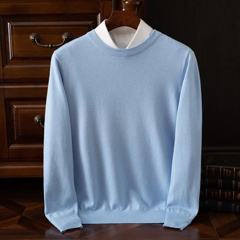 Classic men's ultra-soft crewneck sweater, perfect for elevated comfort and everyday wear.