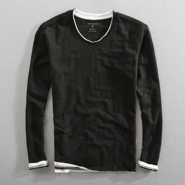 Comfortable men's classic V-neck shirt, versatile for everyday casual wear and basic summer outfits.