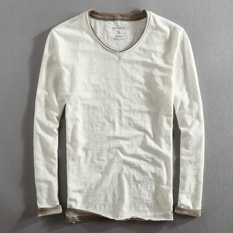 Simple men's essential V-neck short sleeve tee, a classic choice for everyday casual comfort.